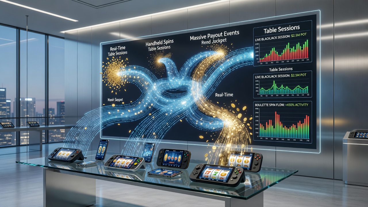 Real-time currency movement between handheld gaming devices and live dealer table interfaces