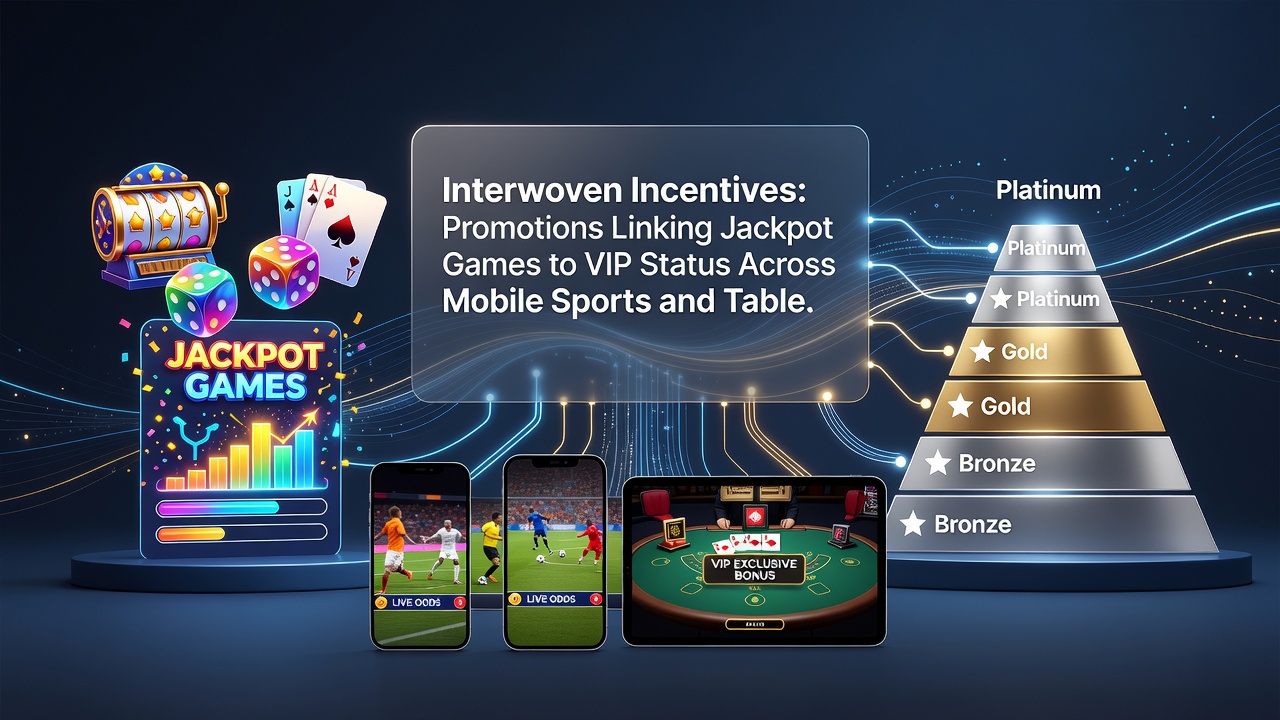 Mobile device displaying VIP tier progress alongside jackpot counters and sports betting options