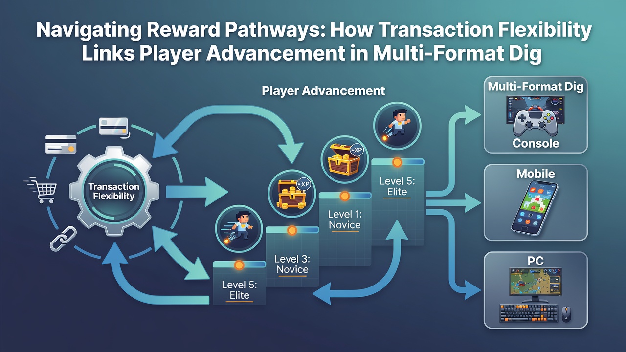 Flow diagram illustrating how flexible transactions connect player activity in slots, tables, sports, and VIP reward systems